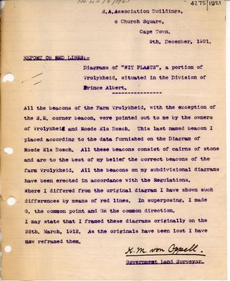 Scan of Surveyor's report, 4275/1921, 9 December 1921