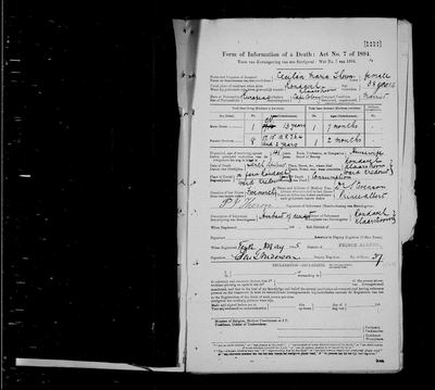 Scan of Death notice, 10 April 1895