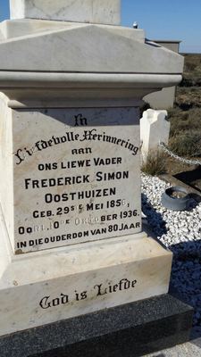 The grave of Frederick Simon Oosthuizen (1856-1936) beside the Zeekoegat church he built at his own expense: a...