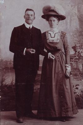 Christiaan Wilhelm Johannes Joubert (1881-1962) and Francoise Jeanne Duminy (1882-1975), standing full length in a...