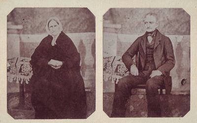 Izak Malherbe and his wife Katriena Pepler, in two portraits made at one sitting and mounted side by side on a...