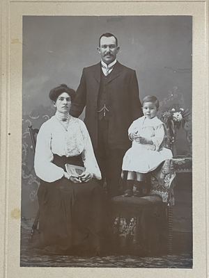 A studio portrait of JOHANNA FREDRICKA MALHERBE (1875-1959) and ALMERO JACOBUS HITGE OOSTHUIZEN (1878-1961) with...