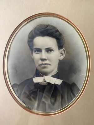 MARGARETHA ELIZABETH ZEEDERBERG (1857-1897) in an oval mount under glass: head and shoulders, dark hair dressed high...